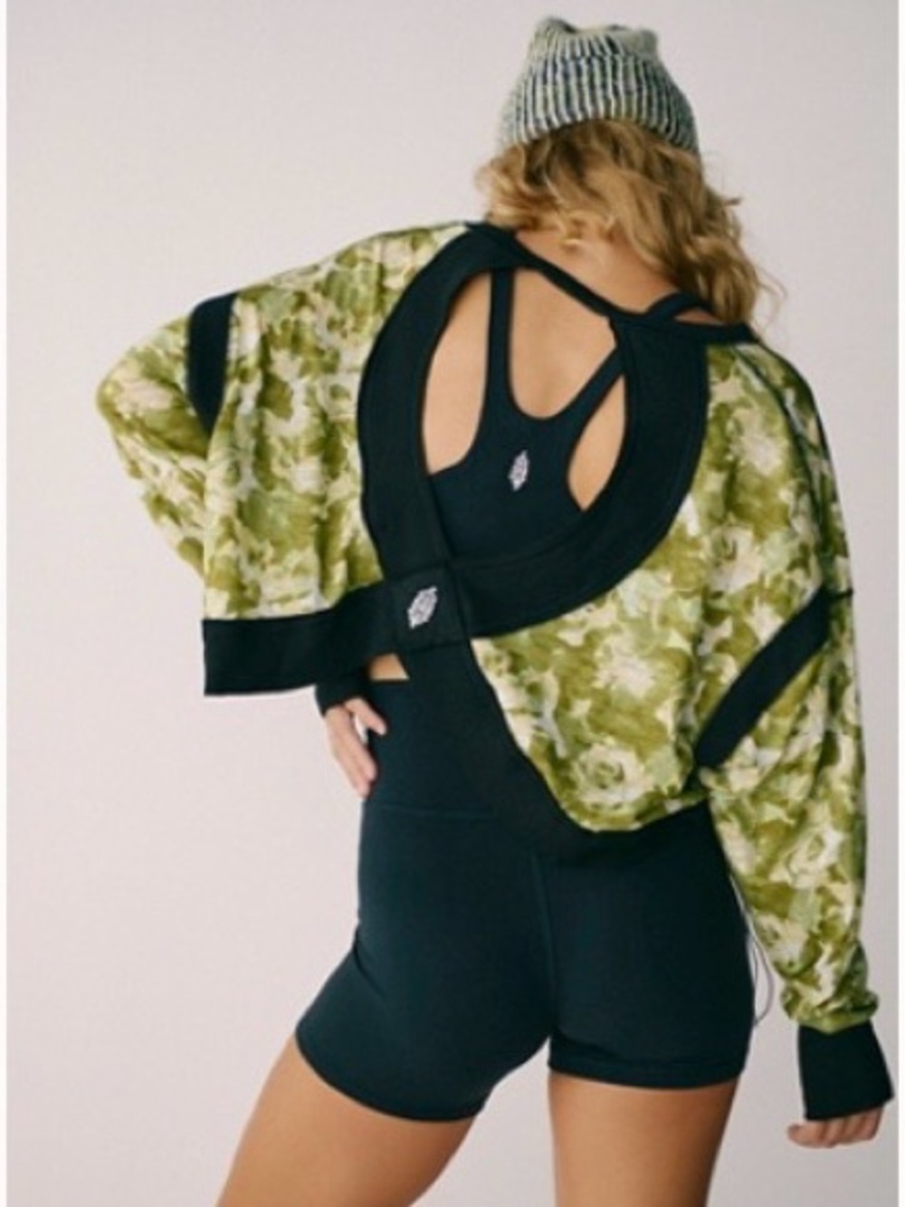 FP Movement by Free People My Time Printed Top Black Green Floral